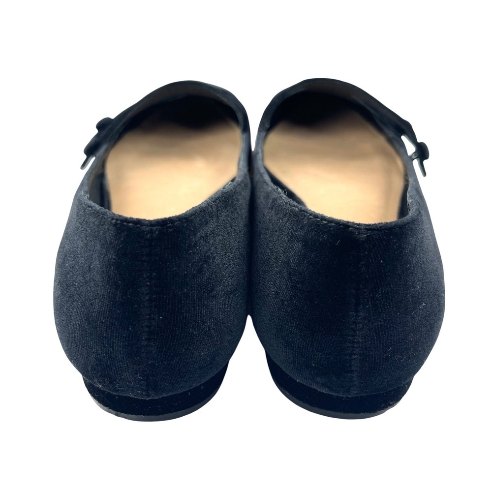Saks Fifth Avenue Flats Women 10 Black Good Velvet Mary Jane Pointed Toe Luxury - Picture 10 of 16